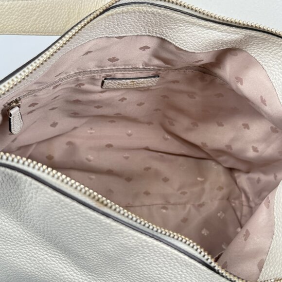 Kate Spade Kat Shoulder Bag Off White Pebbled Leather Slouchy Hobo - Picture 10 of 14
